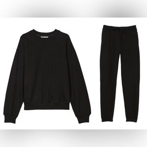 Black Stud Victoria Secret Cotton Fleece Oversized Crewneck & Sweatpants